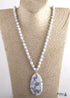 Boho Necklace, RH Rose Quart Amazonite, Oval Blue White Black Natural Stone